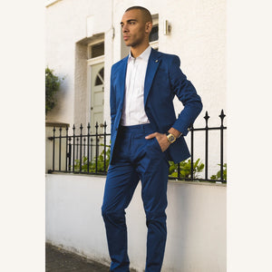 Mario - Men's 2 Piece Summer Suit Blue Office Wedding Classic Italian - House of Cavani - 3