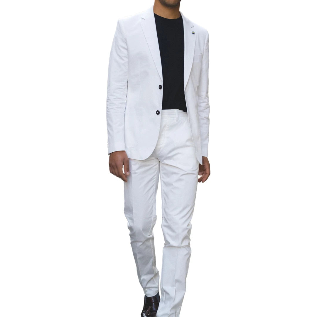 Mario - Men's 2 Piece Summer Suit Cream Office Wedding Classic Italian - House of Cavani - 1