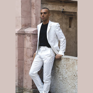 Mario - Men's 2 Piece Summer Suit Cream Office Wedding Classic Italian - House of Cavani - 4