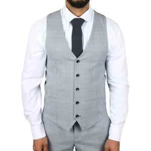 Mark - Granatowy 3-częściowy garnitur męski z tweedu w kratę Tailored Fit - Paul Andrew - 3