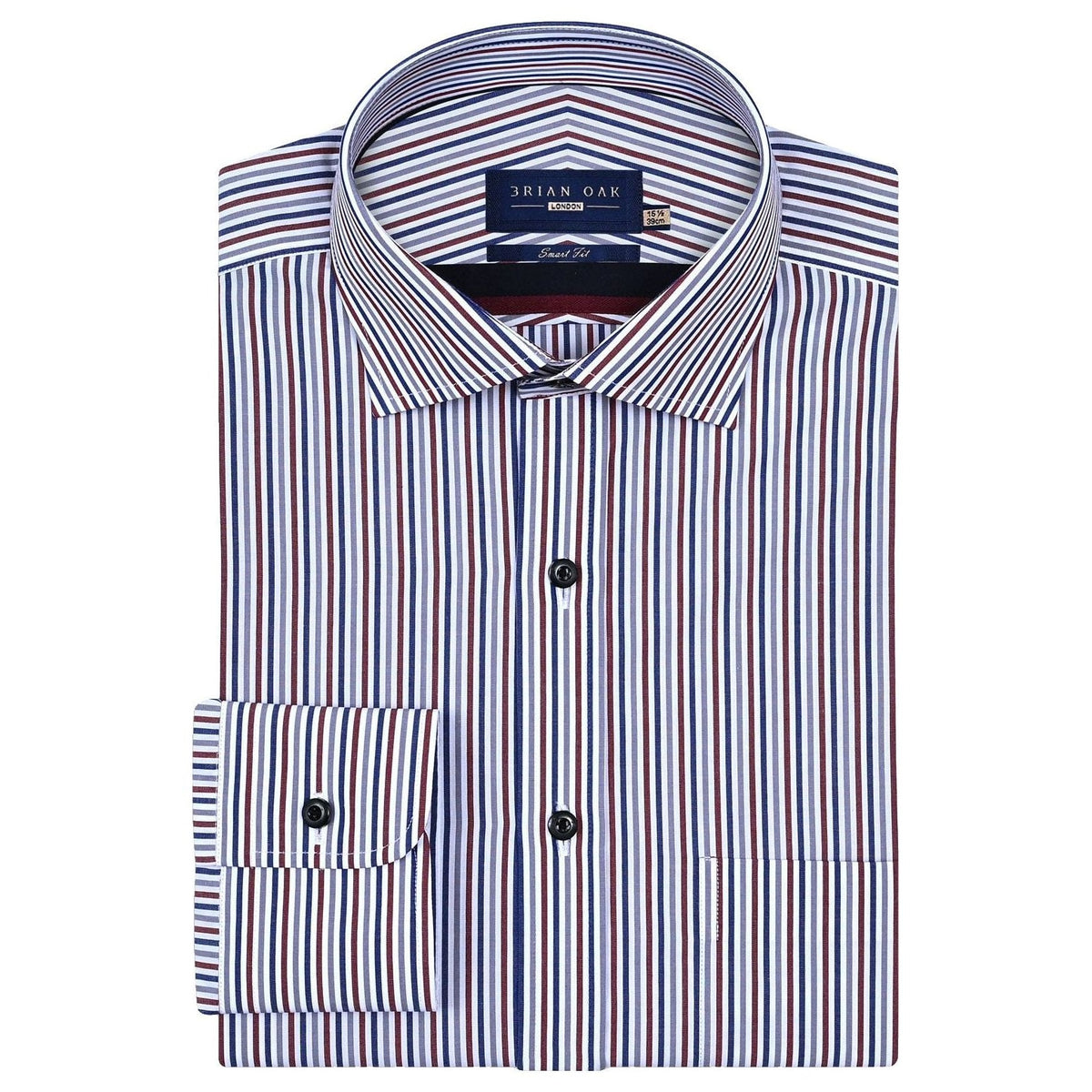 Chemise Formelle Rayée Bordeaux et Blanche pour Hommes - Coton, Style Smart Casual - Brian Oak - 1