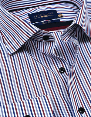 Chemise Formelle Rayée Bordeaux et Blanche pour Hommes - Coton, Style Smart Casual - Brian Oak - 3