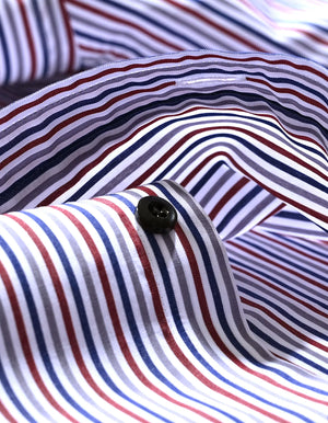 Chemise Formelle Rayée Bordeaux et Blanche pour Hommes - Coton, Style Smart Casual - Brian Oak - 6