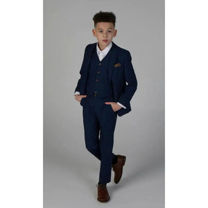Mayfair - Boy's Blue Birdseye 3 Piece Suit - Paul Andrew - 1