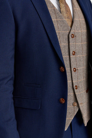 Mayfair Navy Textured Suit with Harris Brown Tweed Waistcoat - Paul Andrew - 5