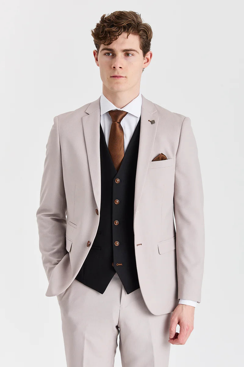 Mayfair-Anzug in Steinstruktur mit schwarzer Weste - Paul Andrew - 1