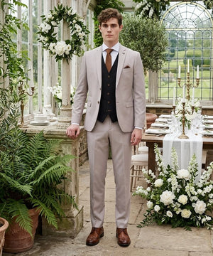 Mayfair Stone Textured Suit With Black Waistcoat - Paul Andrew - 2