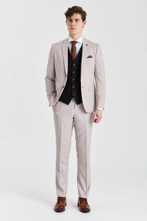Mayfair Stone Textured Suit With Black Waistcoat - Paul Andrew - 3