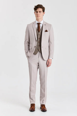 Mayfair Stone Textured Suit With Harris Brown Tweed Waistcoat - Paul Andrew - 3
