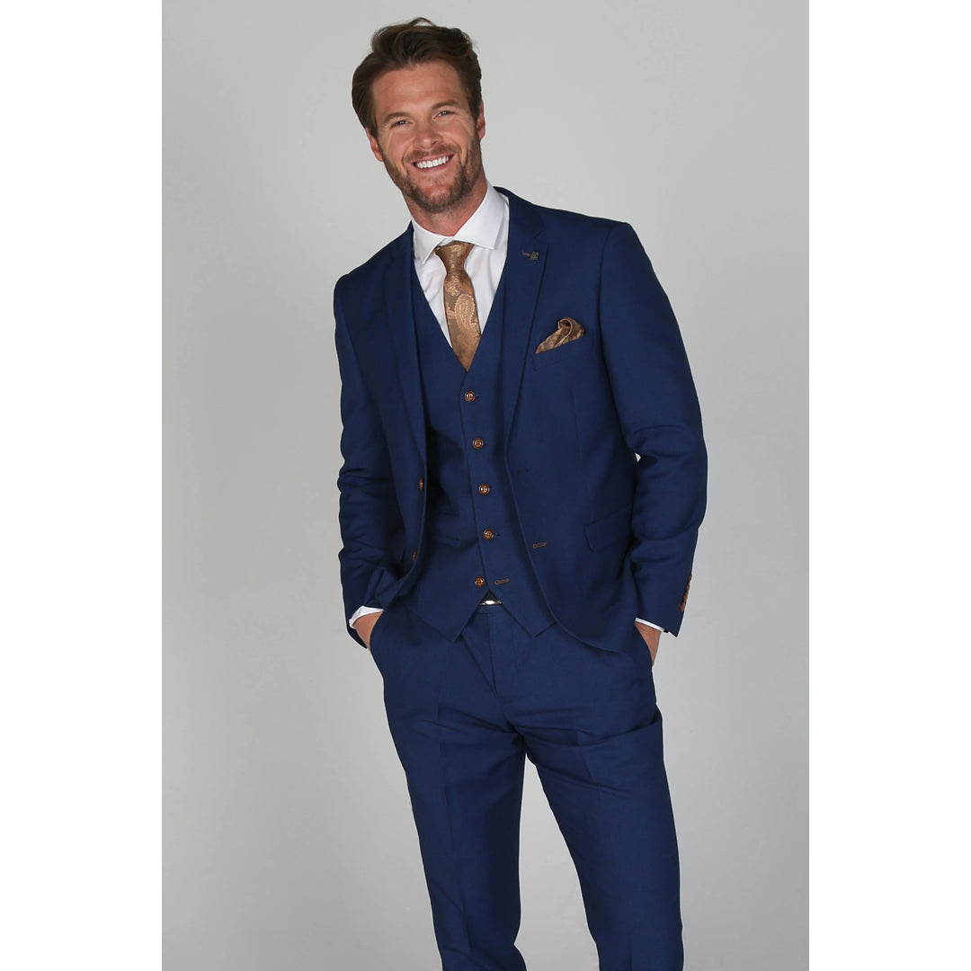 Mayfair - Men's Plain Blue Blazer Waistcoat And Trousers