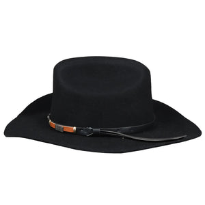 Men's 100% Wool Felt Wide Brim Cowboy Hat - Black - Maz - 2
