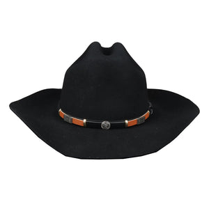 Men's 100% Wool Felt Wide Brim Cowboy Hat - Black - Maz - 3