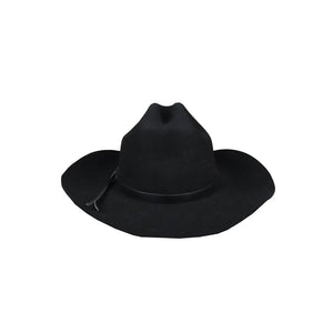 Men's 100% Wool Felt Wide Brim Cowboy Hat - Black - Maz - 4
