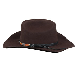 Men's 100% Wool Felt Wide Brim Cowboy Hat - Brown - Maz - 7
