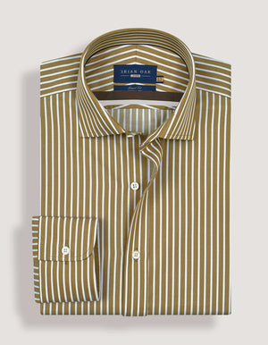 Camicetta beige a righe in cotone per uomo - Brian Oak - 3