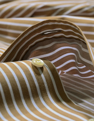 Camicetta beige a righe in cotone per uomo - Brian Oak - 5
