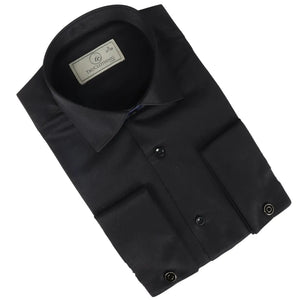 Czarna koszula męska Oxford z podwójnymi mankietami - TruClothing.com - 2