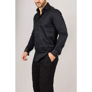 Czarna koszula męska Oxford z podwójnymi mankietami - TruClothing.com - 4