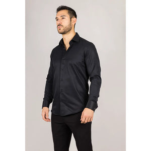 Czarna koszula męska Oxford z podwójnymi mankietami - TruClothing.com - 5