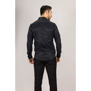 Czarna koszula męska Oxford z podwójnymi mankietami - TruClothing.com - 7