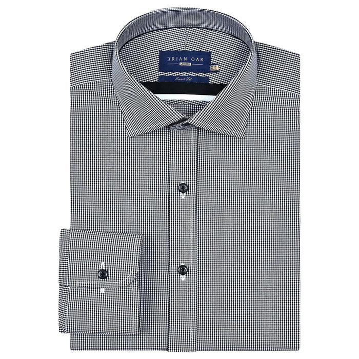 Men's Black Mini Check Shirt - Brian Oak - 1