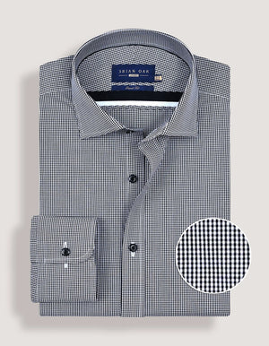 Men's Black Mini Check Shirt - Brian Oak - 3