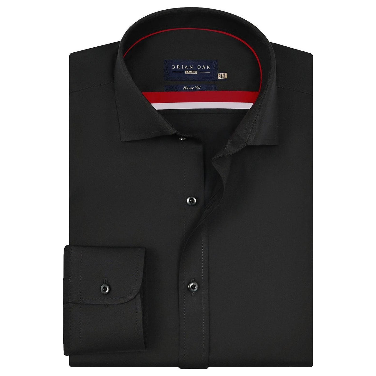 Hombre Camisa Vestir Oxford Negra Corte Clásico Manga Larga - Brian Oak - 1