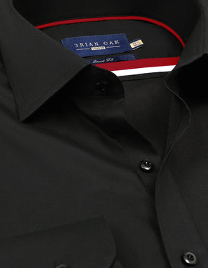Hombre Camisa Vestir Oxford Negra Corte Clásico Manga Larga - Brian Oak - 2