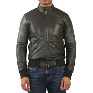 Veste aviateur en cuir véritable noir rétro pour homme - Infinity Leather - 1