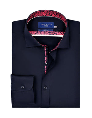 Men's Black Satin Designer Dress Shirt - Brian Oak - 1