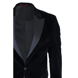 Men's Black Velvet Tux Blazer Satin Lapels Dinner Wedding Prom Black Tie - TruClothing.com - 4