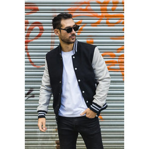 Giacca bomber varsity nera e bianca da uomo - Infinity Leather - 2