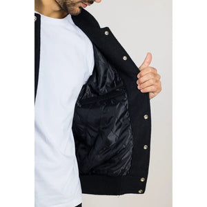 Giacca bomber varsity nera e bianca da uomo - Infinity Leather - 6