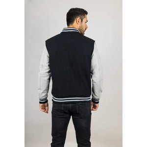 Giacca bomber varsity nera e bianca da uomo - Infinity Leather - 7
