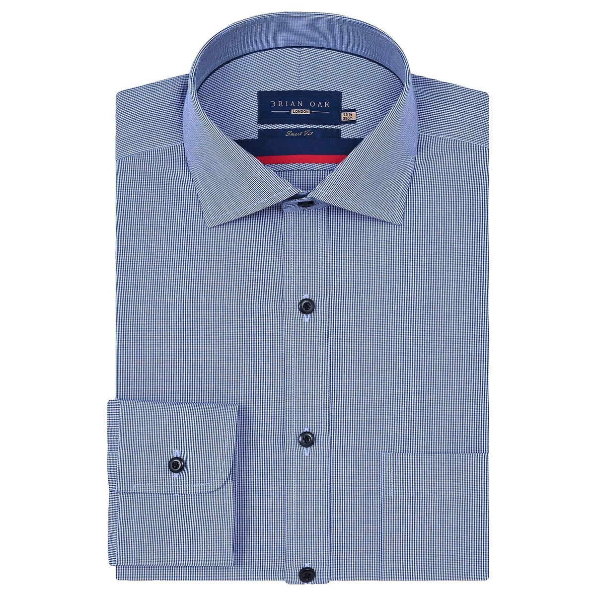 Men's Blue Checkered Dress Shirt - Brian Oak - 1
