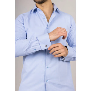 Koszula męska niebieska Oxford z podwójnymi mankietami - TruClothing.com - 3