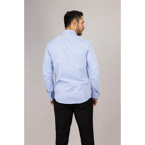 Koszula męska niebieska Oxford z podwójnymi mankietami - TruClothing.com - 7