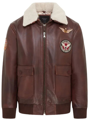 Kurtka lotnicza bomber męska brązowa ze skóry bydlęcej - Infinity Leather - 2
