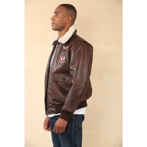 Kurtka lotnicza bomber męska brązowa ze skóry bydlęcej - Infinity Leather - 6