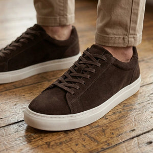 Baskets pour homme marron en cuir suédé à lacets décontractées - Antique Rogue - 2