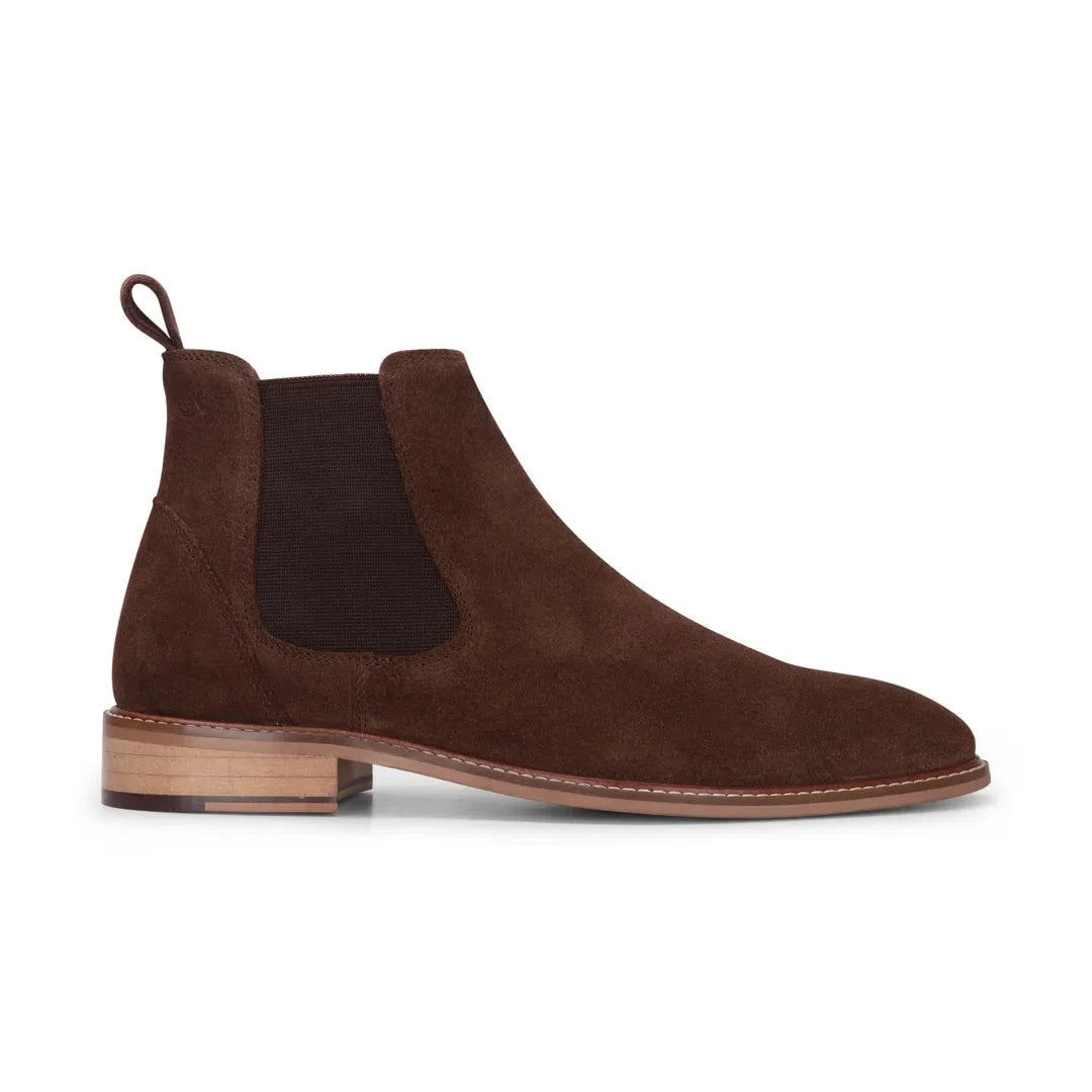 Brązowe sztyblety za kostkę męskie zamszowe skórzane wsuwane - Brązowy - London Brogues - 1