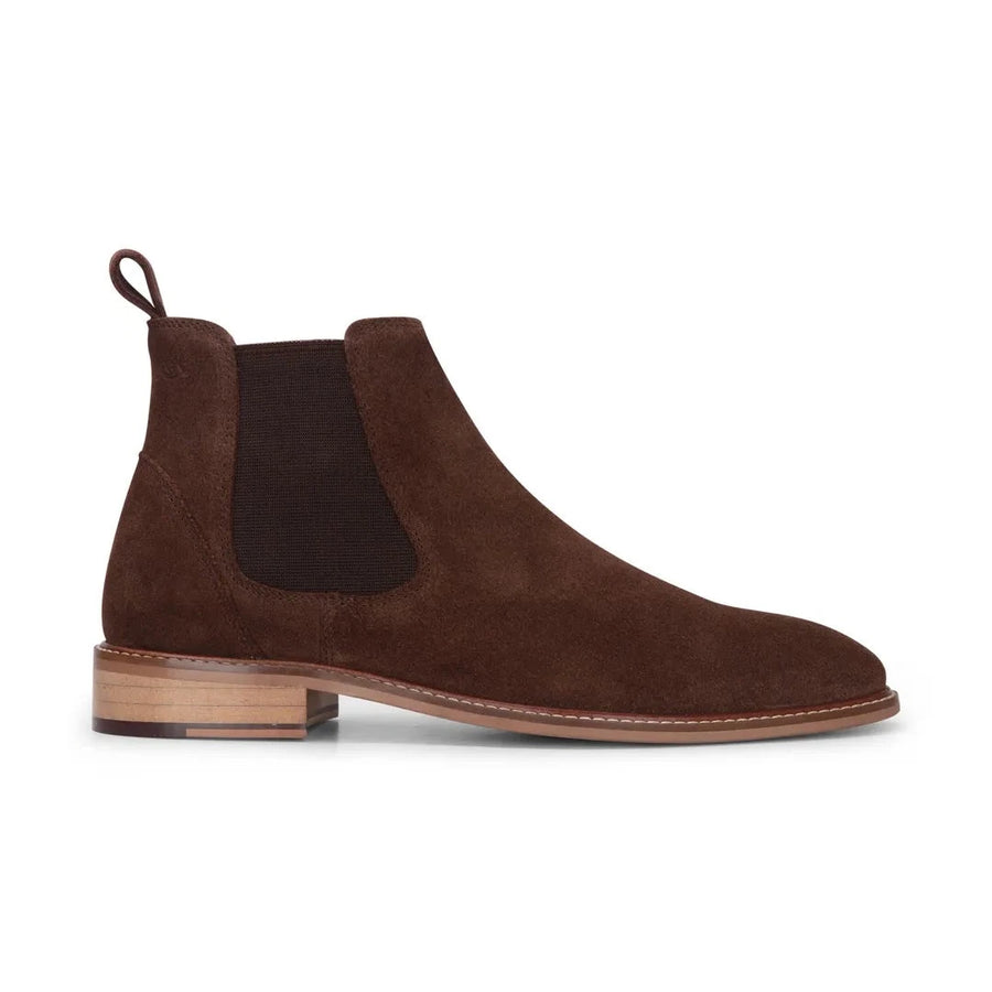 Brązowe sztyblety za kostkę męskie zamszowe skórzane wsuwane - Brązowy - London Brogues - 1