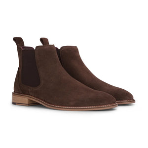 Brązowe sztyblety za kostkę męskie zamszowe skórzane wsuwane - Brązowy - London Brogues - 2