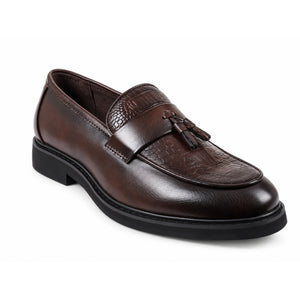 Braune Loafer zum Hineinschlüpfen mit Quaste aus Veganleder für Herren - Dolcetto - 2