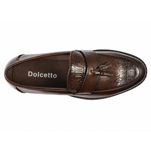 Braune Loafer zum Hineinschlüpfen mit Quaste aus Veganleder für Herren - Dolcetto - 3
