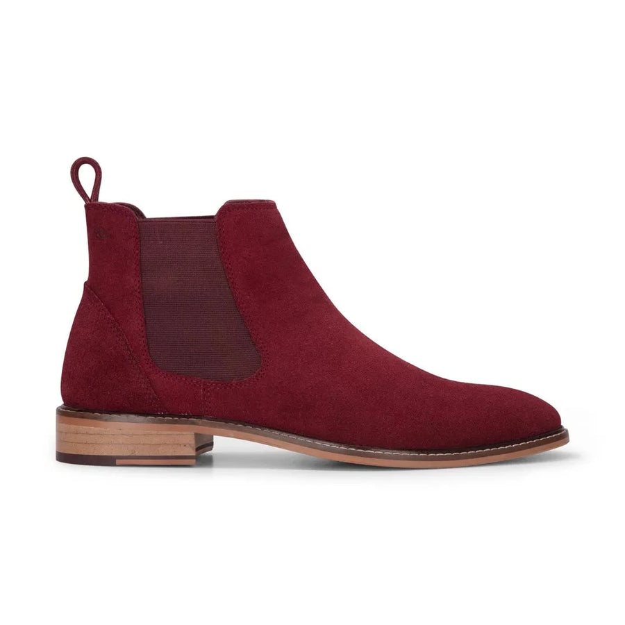 Wsuwane sztyblety za kostkę męskie bordowe zamszowe skórzane - Bordowy - London Brogues - 1