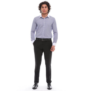 Herren Button Down Streifen Kleid Hemd Smart Formell Klassisch Kragen - Blau - Ecca - 22