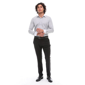 Herren Button Down Streifen Kleid Hemd Smart Formell Klassisch Kragen - Grau - Ecca - 12