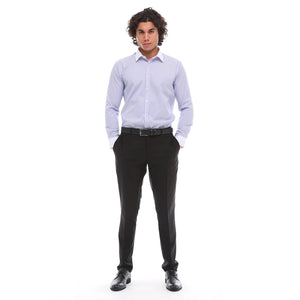 Herren Button Down Streifen Kleid Hemd Smart Formell Klassisch Kragen - Hellblau - Ecca - 7