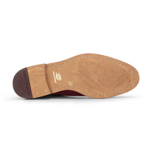 Wsuwane sztyblety za kostkę męskie kamelowe zamszowe skórzane - Kamelowy - London Brogues - 5